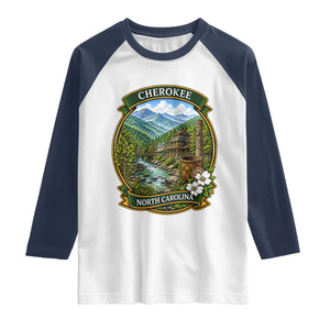 Vintage Great Smoky Mountains Raglan Shirt Cherokee North Carolina Landscape