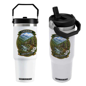 Vintage Great Smoky Mountains Flip Straw Tumbler Cherokee North Carolina Landscape