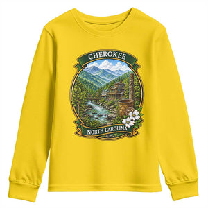 Vintage Great Smoky Mountains Youth Sweatshirt Cherokee North Carolina Landscape