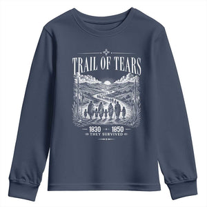 Cherokee History Native American Vintage Gift Youth Sweatshirt They Survived Trail Of Tears