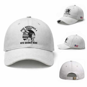 Never Underestimate A Woman With Cherokee Blood Baseball Cap Native American Heritage Gift