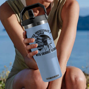 Never Underestimate A Woman With Cherokee Blood Flip Straw Tumbler Native American Heritage Gift