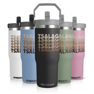 Cherokee Tsalagi Heritage Pride Stacked Typography Flip Straw Tumbler