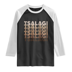 Cherokee Tsalagi Heritage Pride Stacked Typography Raglan Shirt