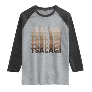 Cherokee Tsalagi Heritage Pride Stacked Typography Raglan Shirt