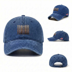 Cherokee Tsalagi Heritage Pride Stacked Typography Washed Cotton Baseball Cap