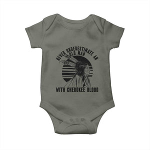 Never Underestimate An Old Man With Cherokee Blood Baby Onesie Native American Heritage Gift