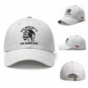 Never Underestimate An Old Man With Cherokee Blood Baseball Cap Native American Heritage Gift