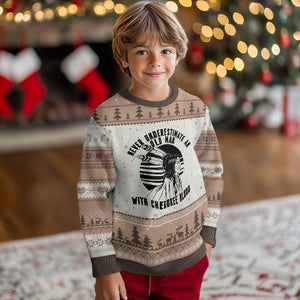 Never Underestimate An Old Man With Cherokee Blood Ugly Christmas Sweater Native American Heritage Gift