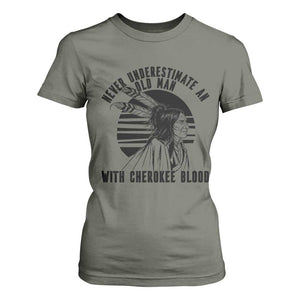 Never Underestimate An Old Man With Cherokee Blood T Shirt For Women Native American Heritage Gift