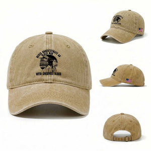Never Underestimate An Old Man With Cherokee Blood Washed Cotton Baseball Cap Native American Heritage Gift