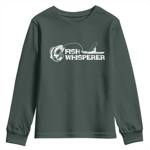 The Fish Whisperer Youth Sweatshirt Funny Fishing Gift TS12 Dark Forest Green Print Your Wear