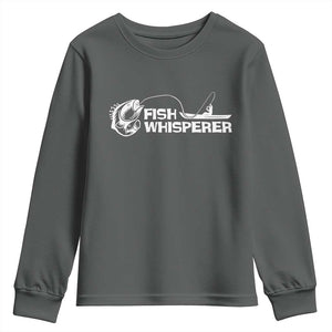 The Fish Whisperer Youth Sweatshirt Funny Fishing Gift TS12 Dark Heather Print Your Wear