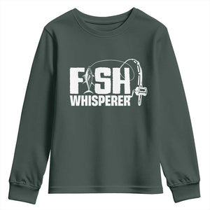The Fish Whisperer Youth Sweatshirt Fish Lover Humor TS12 Dark Forest Green Print Your Wear