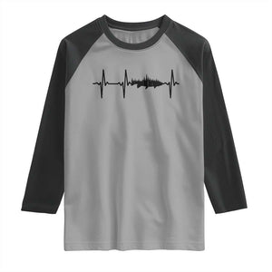 Fish And Forest Fishing Lover Heartbeat Gift Raglan Shirt TS12 Sport Gray Black Print Your Wear