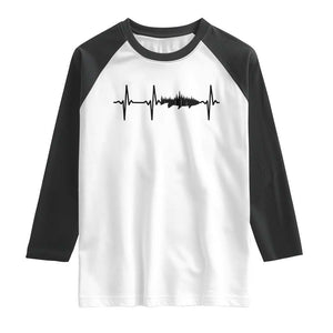 Fish And Forest Fishing Lover Heartbeat Gift Raglan Shirt TS12 White Black Print Your Wear