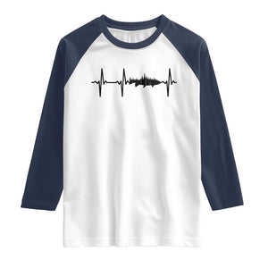 Fish And Forest Fishing Lover Heartbeat Gift Raglan Shirt TS12 White Navy Print Your Wear