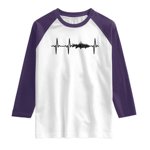 Fish And Forest Fishing Lover Heartbeat Gift Raglan Shirt TS12 White Purple Print Your Wear