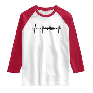 Fish And Forest Fishing Lover Heartbeat Gift Raglan Shirt TS12 White Red Print Your Wear