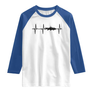 Fish And Forest Fishing Lover Heartbeat Gift Raglan Shirt TS12 White Royal Print Your Wear