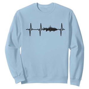Fish And Forest Fishing Lover Heartbeat Gift Sweatshirt TS12 Light Blue Print Your Wear