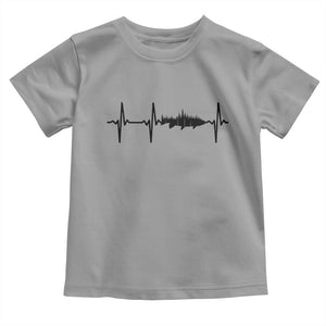 Fish And Forest Fishing Lover Heartbeat Gift Toddler T Shirt TS12 Sport Gray Print Your Wear