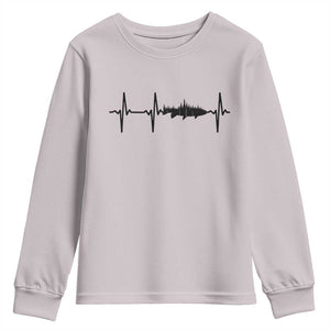 Fish And Forest Fishing Lover Heartbeat Gift Youth Sweatshirt TS12 Ice Gray Print Your Wear