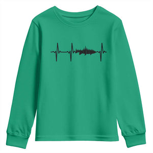 Fish And Forest Fishing Lover Heartbeat Gift Youth Sweatshirt TS12 Irish Green Print Your Wear
