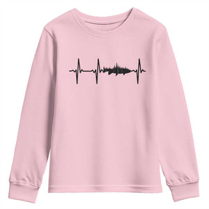 Fish And Forest Fishing Lover Heartbeat Gift Youth Sweatshirt TS12 Light Pink Print Your Wear