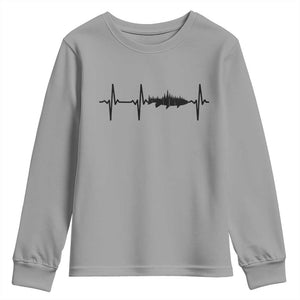 Fish And Forest Fishing Lover Heartbeat Gift Youth Sweatshirt TS12 Sport Gray Print Your Wear
