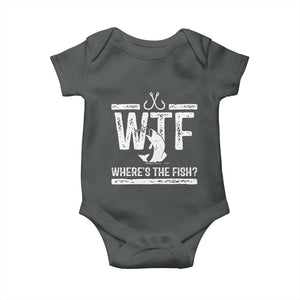 Where Is The Fish Baby Onesie Funny WTF Fishing Gift TS12 Dark Heather Print Your Wear