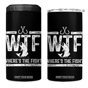 Where Is The Fish 4 in 1 Can Cooler Tumbler Funny WTF Fishing Gift TS12 One Size: 16 oz Black Print Your Wear