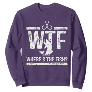 Where Is The Fish Sweatshirt Funny WTF Fishing Gift TS12 Purple Print Your Wear