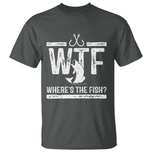 Where Is The Fish T Shirt Funny WTF Fishing Gift TS12 Dark Heather Print Your Wear