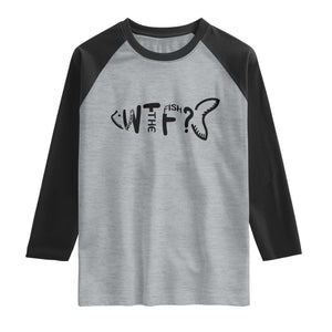 WTF Where Is The Fish Raglan Shirt Funny Fisherman Gift TS12 Heather Gray Black Print Your Wear