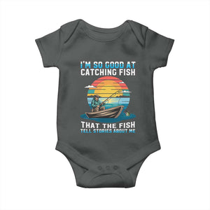 Funny Fishing Baby Onesie Im So Good At Catching Fish Gift TS12 Dark Heather Print Your Wear