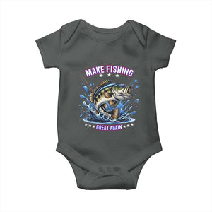 Funny Make Fishing Great Again Baby Onesie Fisherman Gift TS12 Dark Heather Print Your Wear