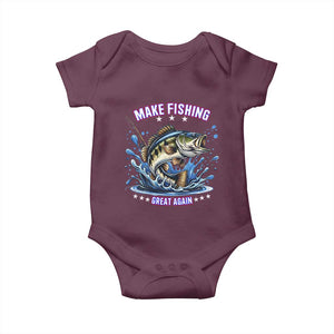 Funny Make Fishing Great Again Baby Onesie Fisherman Gift TS12 Maroon Print Your Wear