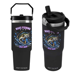 Funny Make Fishing Great Again Flip Straw Tumbler Fisherman Gift TS12 One Size: 30 oz Black Print Your Wear