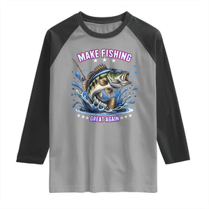 Funny Make Fishing Great Again Raglan Shirt Fisherman Gift TS12 Sport Gray Black Print Your Wear