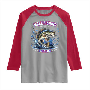 Funny Make Fishing Great Again Raglan Shirt Fisherman Gift TS12 Sport Gray Red Print Your Wear