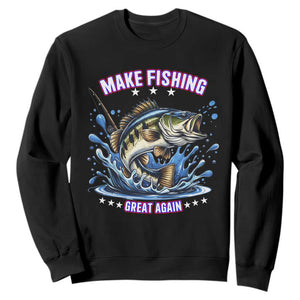 Funny Make Fishing Great Again Sweatshirt Fisherman Gift TS12 Black Print Your Wear