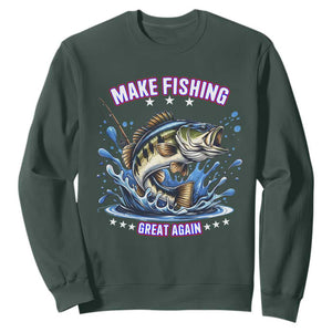 Funny Make Fishing Great Again Sweatshirt Fisherman Gift TS12 Dark Forest Green Print Your Wear