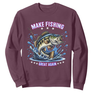 Funny Make Fishing Great Again Sweatshirt Fisherman Gift TS12 Maroon Print Your Wear