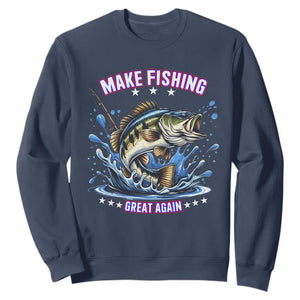 Funny Make Fishing Great Again Sweatshirt Fisherman Gift TS12 Navy Print Your Wear