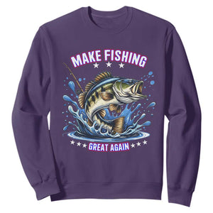 Funny Make Fishing Great Again Sweatshirt Fisherman Gift TS12 Purple Print Your Wear
