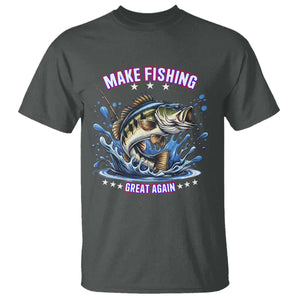 Funny Make Fishing Great Again T Shirt - Fisherman Political Humor Gift Tee TS12 Dark Heather Print Your Wear