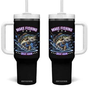 Funny Make Fishing Great Again Tumbler With Handle Fisherman Gift TS12 One Size: 40 oz Black Print Your Wear