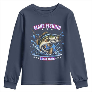 Funny Make Fishing Great Again Youth Sweatshirt Fisherman Gift TS12 Navy Print Your Wear