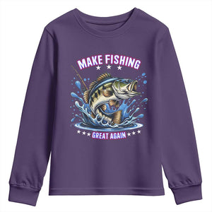 Funny Make Fishing Great Again Youth Sweatshirt Fisherman Gift TS12 Purple Print Your Wear